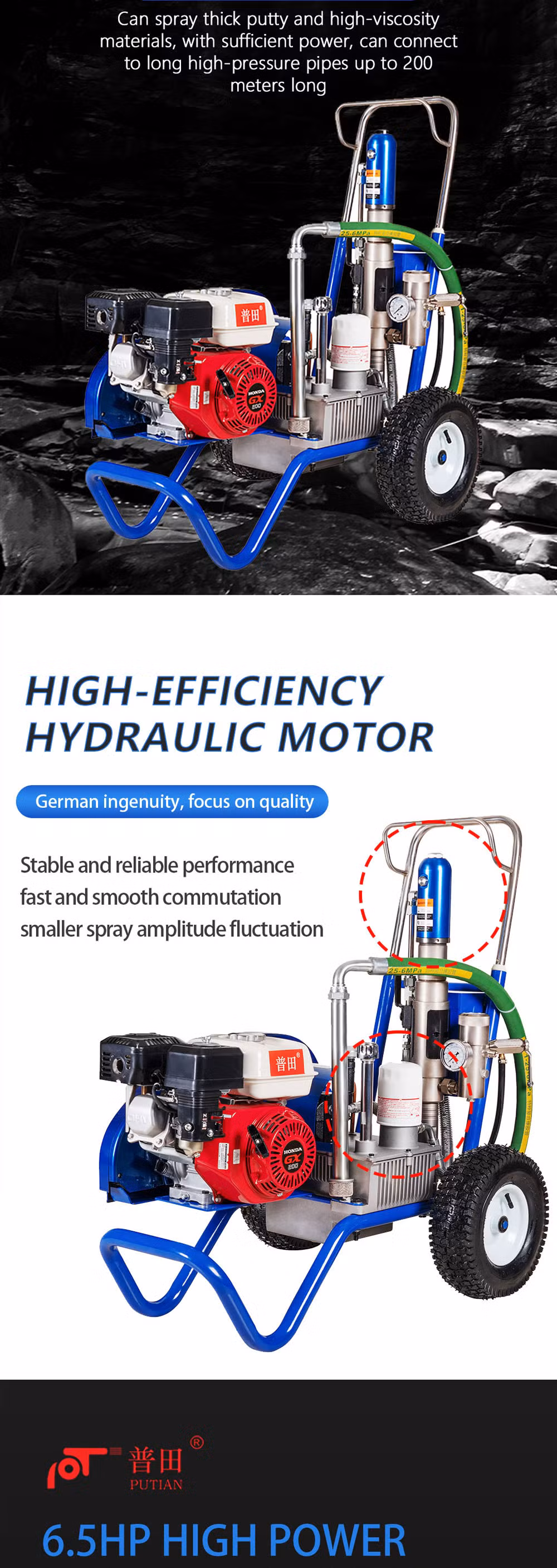 High-Power Hydraulic Putty Spraying Machine Is Used for Wall Spraying and Distributing.