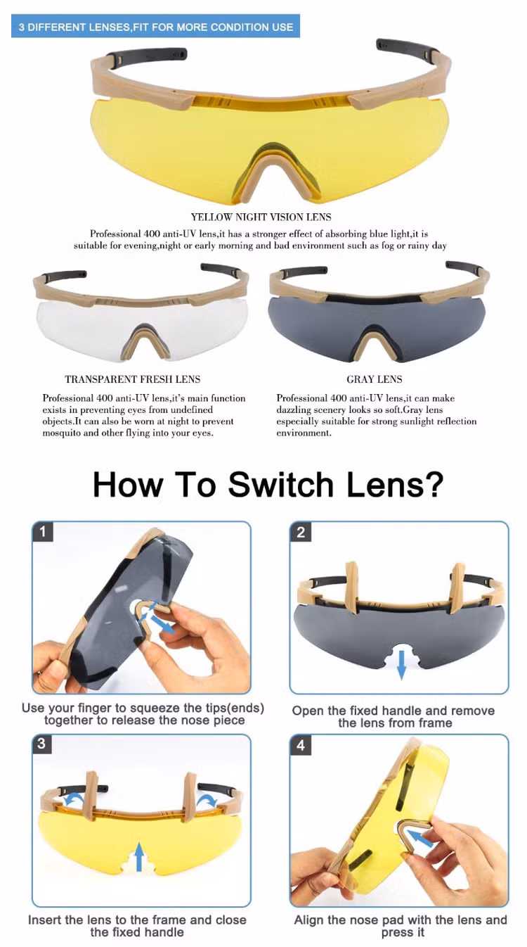 Classic Anti Fog Windproof Anti UV CS Games Exercise Ballistic Glasses Safety Goggles Game Shooting PC Protective Glass