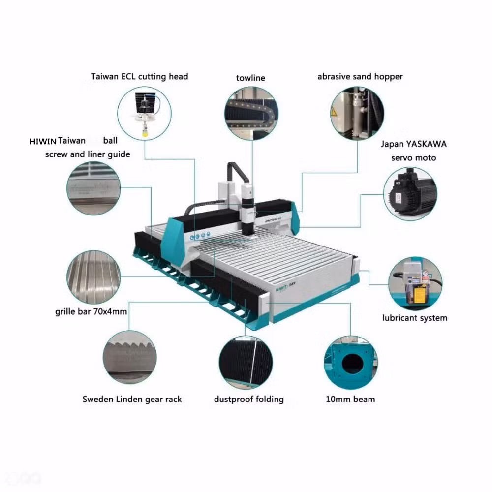 3000*2000mm Cantilever Type Full Automatic Laminated Tempered Glass CNC Water Jet Waterjet Cutting Machine