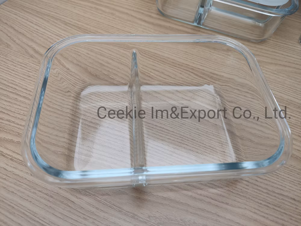 Food Container Microwaveable Oven Safe Borosilicate Glass Lunch Box Travel Glassware with Partition