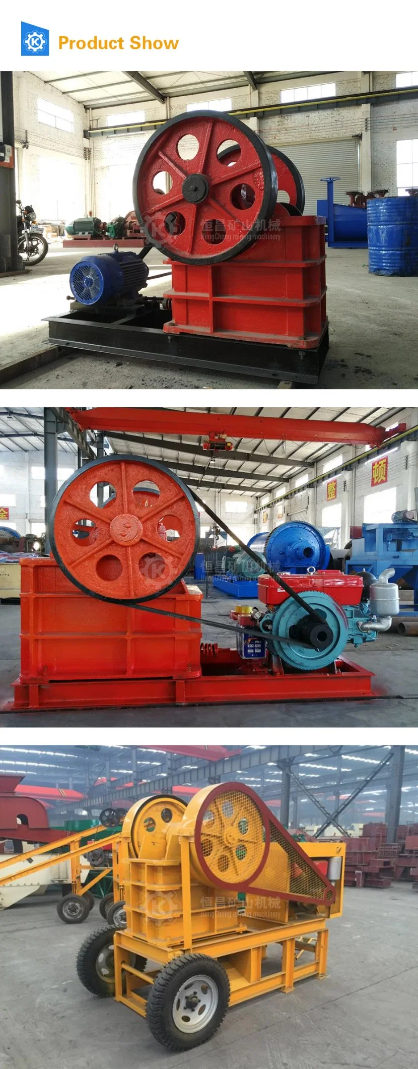 AC Motor Mobile Jaw Crushing Production Line Gold Mining Rock Mini Stone Hammer Crusher