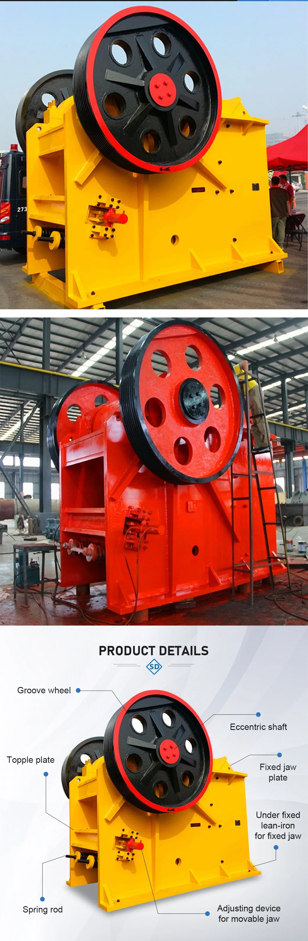 Jaw Crusher for Crushing Limestone, Granite, Ore, Gold, Rock, Pebble, Sand, Mountain Stone