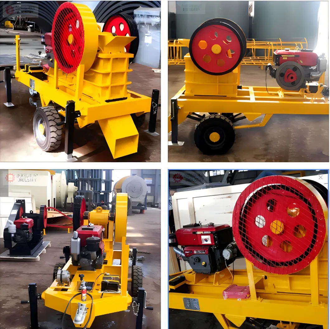 1-20tph Mining PE 150X250 250X400 Used Diesel Engine Portable Mobile Small Mini Rock Stone Breaking Jaw Crusher Price for Ore Fine Crushing Machine Equipment