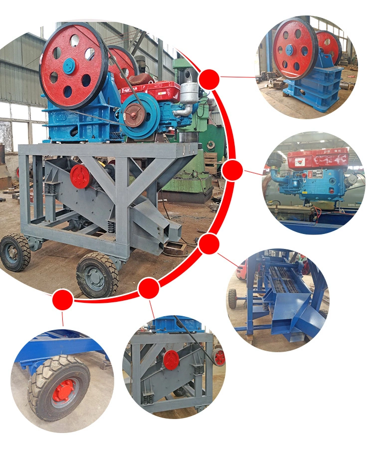 High Efficient Small Mobile Mineral Concrete Stone Diesel Engine Jaw Crusher with Screen