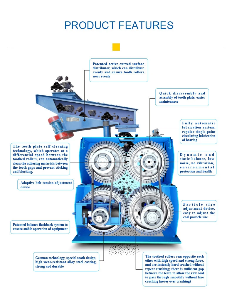 Industrial Dedicated Four Teeth Roll Shale Crusher Coal Crushing Machine