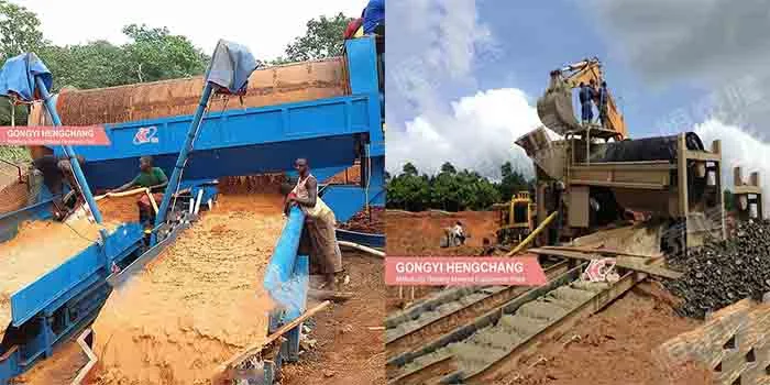 Large Scale Alluvial River Gold and Diamond Washing Mineral Separator Machine Trommel Screen Trommel Processing Plant Mobile Gold Mining Equipment