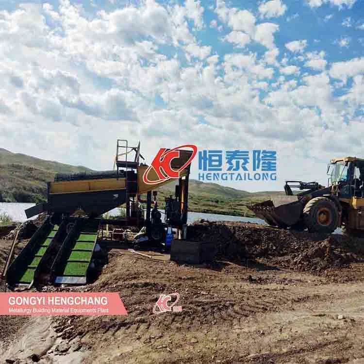 Large Scale Alluvial River Gold and Diamond Washing Mineral Separator Machine Trommel Screen Trommel Processing Plant Mobile Gold Mining Equipment