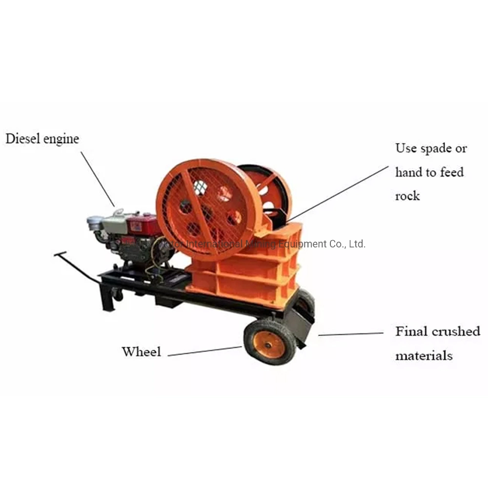 Diesel Portable Mobile Concrete Rock Limestone Granite Small Stone Crusher Mini Jaw Crusher