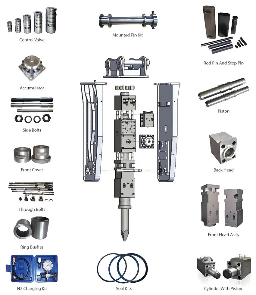 Excavator Attachment Demolition Rock Hammer Hydraulic Breaker Ripper Crusher