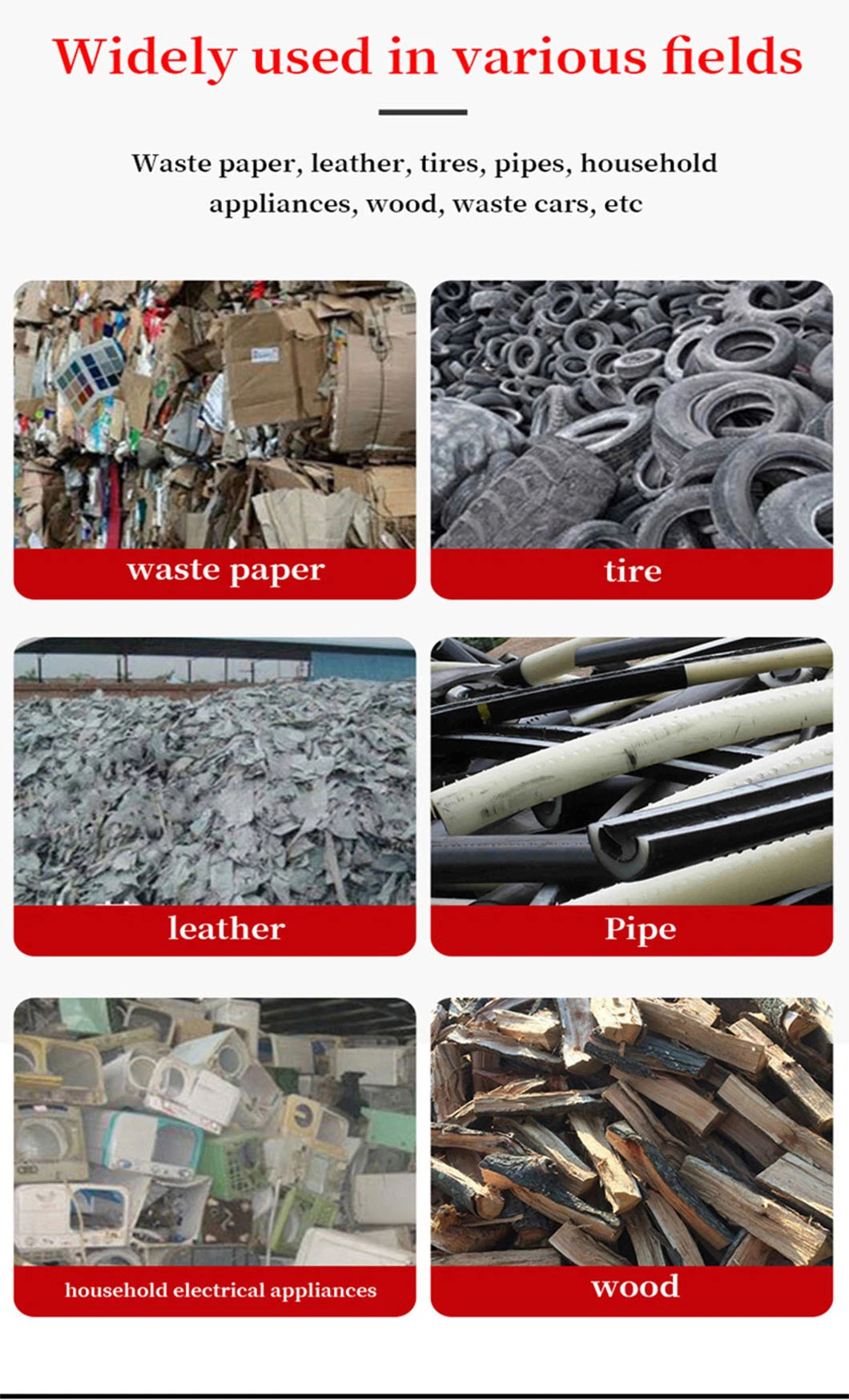 Scrap Tires, Woven Bags, Plastic Plate Crushers, Can Be Customized According to Needs