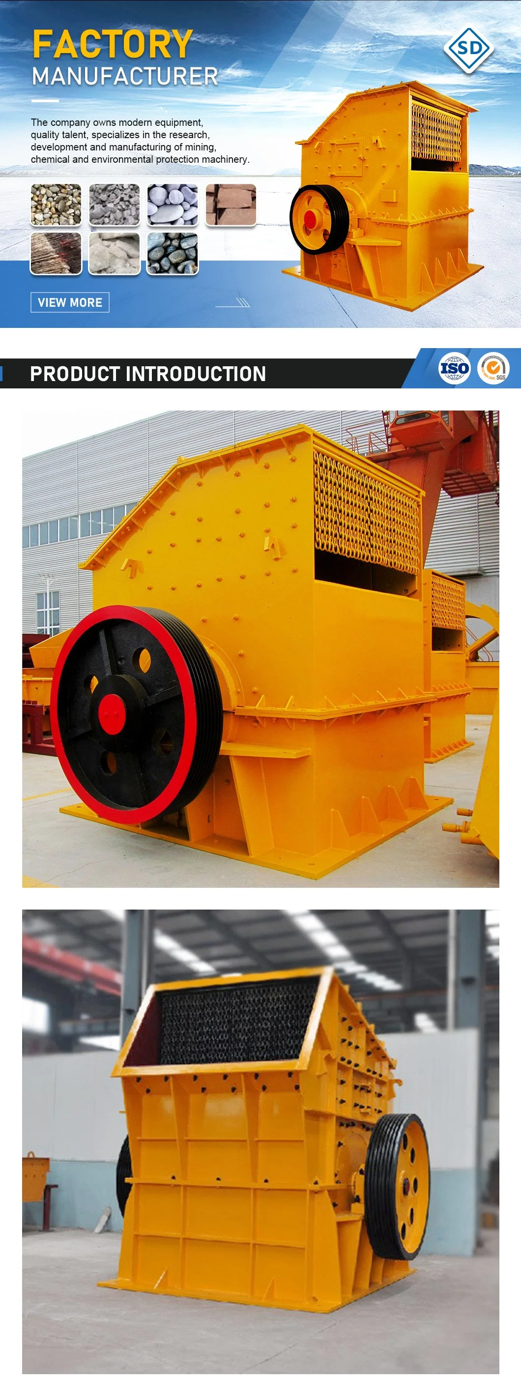 Gypsum Limestone Stone Brick Block Hammer Crusher Machine