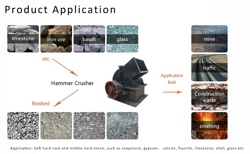 Hot Selling Portable Glass Granite Limestone Gravel Hammer Crusher