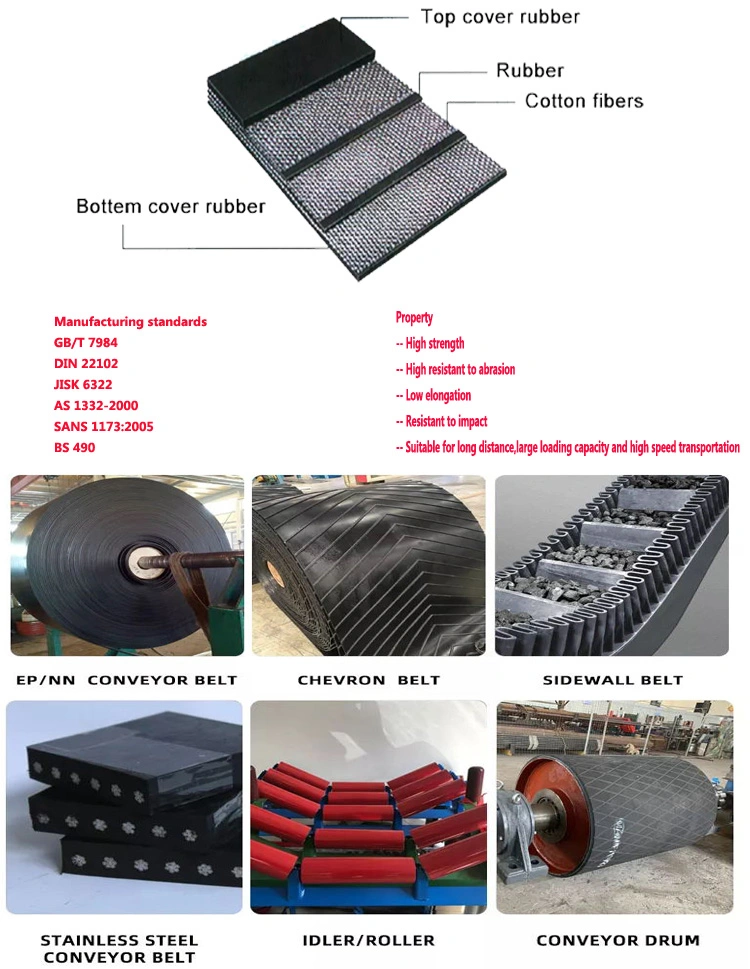 Huanball Ribbed Pattern Cement Plant Mining Mall Jaw Crusher Conveyor Belting