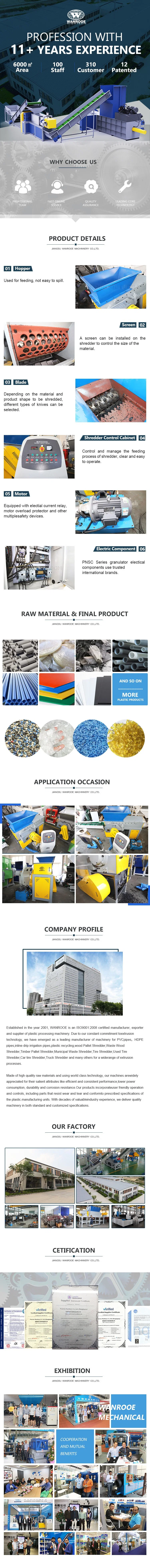 100-3000kg/H Waste Plastic Lump and Block Shredder Crusher Machine for Cheap Price