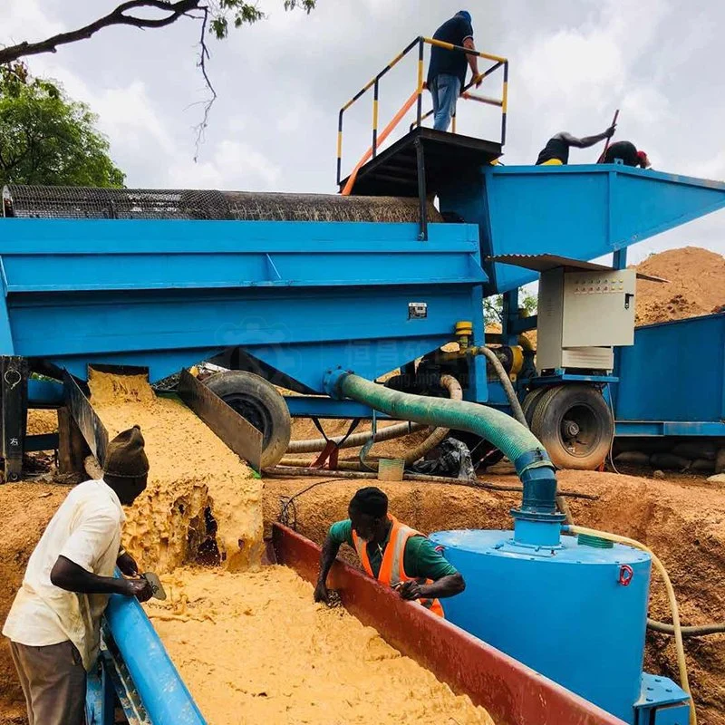 Jiangxi Hengchang Panning Portable 100 Tph Large Scale Gold Mining Machine with Sluice Box