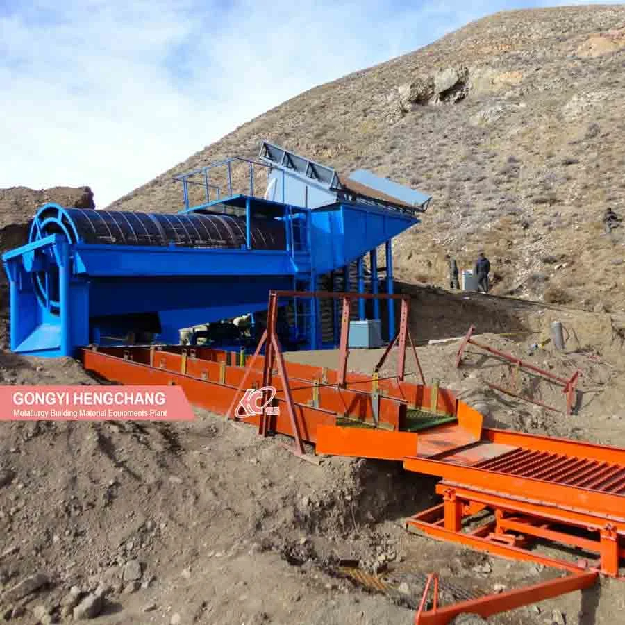 Large Scale Alluvial River Gold and Diamond Washing Mineral Separator Machine Trommel Screen Trommel Processing Plant Mobile Gold Mining Equipment