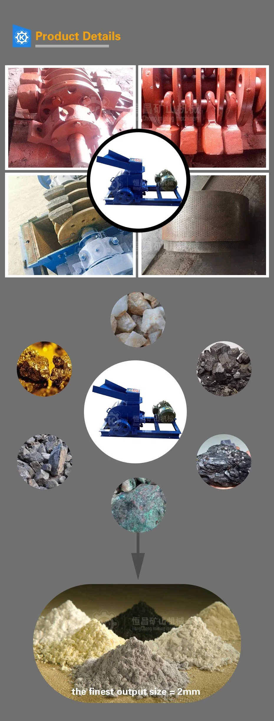 China Factory Stone Rock Crusher Hammer Mill for Mineral Breaking