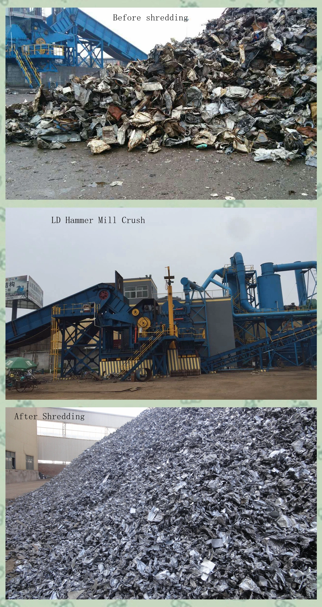 Car Crushing Copper Aluminum Can Crushers Recycling Machine Hammer Mill Plastic Metal Recycling Scrap Steel Metal Crusher Price