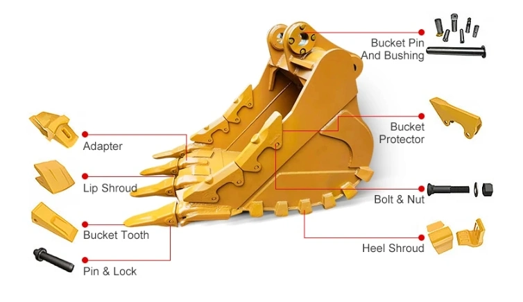 Ola Construction Equipment Parts Wholesaler Excavator Crushing Bucket China PC60-7 Mini Excavator Tilt Bucket for Sale