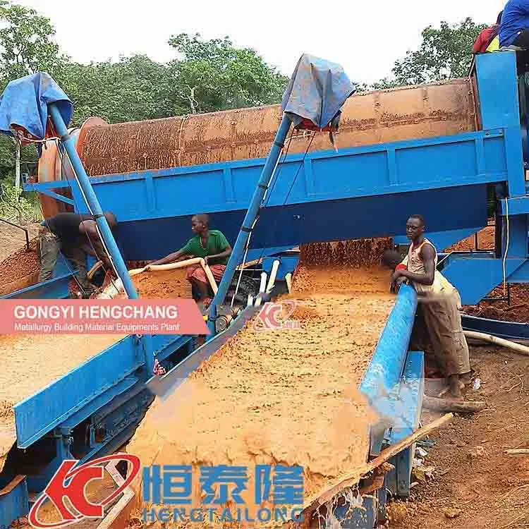 Large Scale Alluvial River Gold and Diamond Washing Mineral Separator Machine Trommel Screen Trommel Processing Plant Mobile Gold Mining Equipment