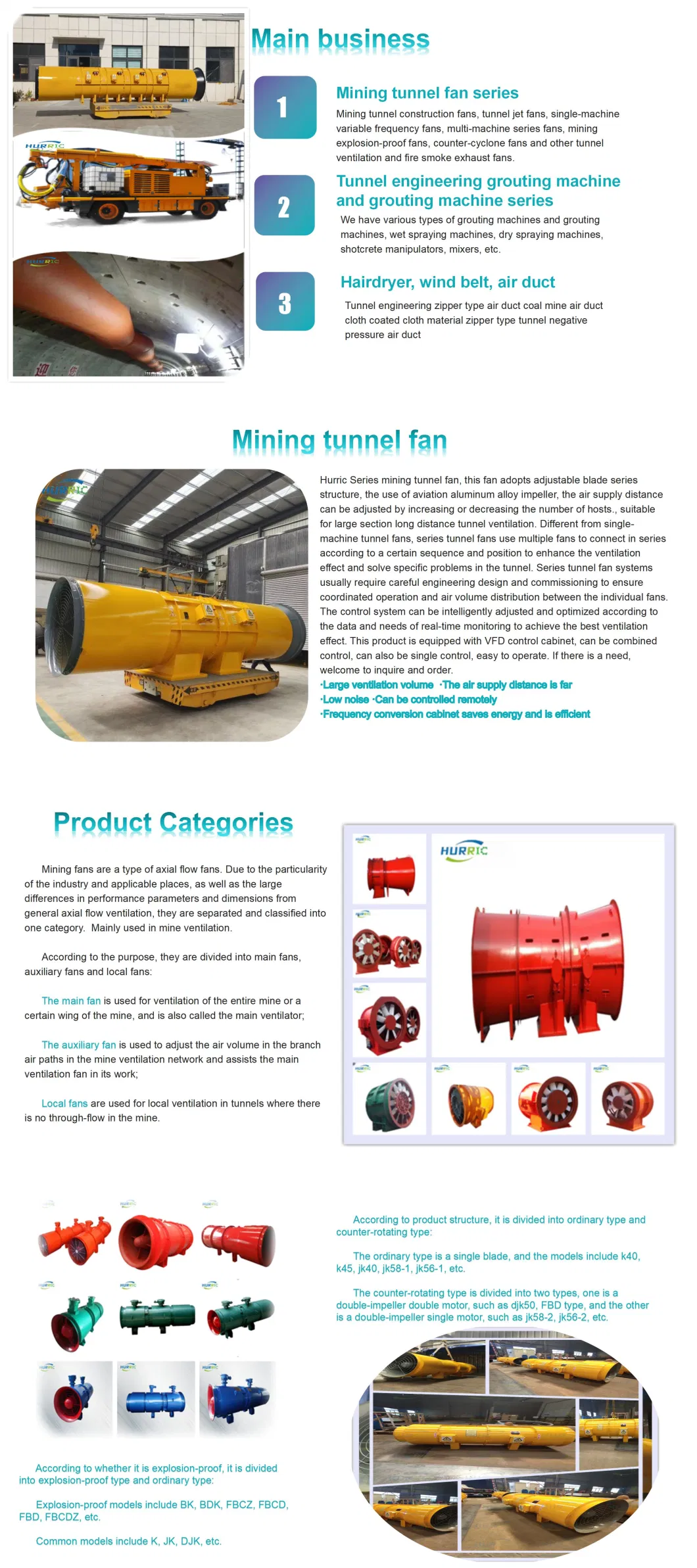 Ventilation Axial Flow Mining Tunnel Fan Single Machine Large Air Volume Pressure Mine Exhaust