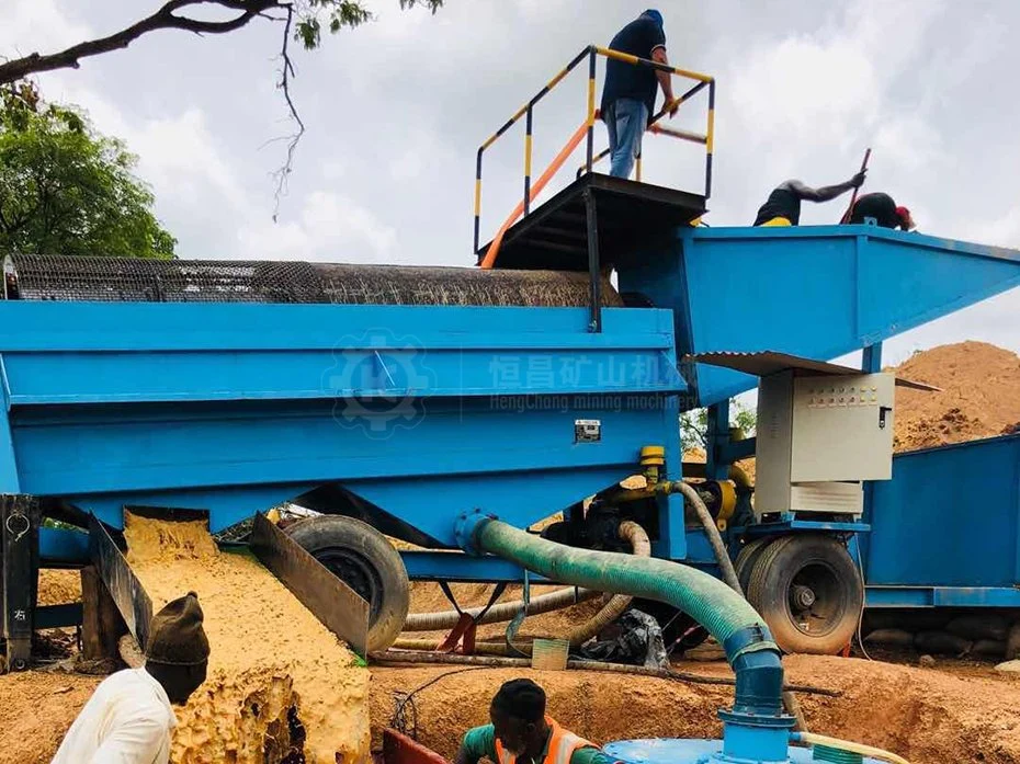 Jiangxi Hengchang Panning Portable 100 Tph Large Scale Gold Mining Machine with Sluice Box