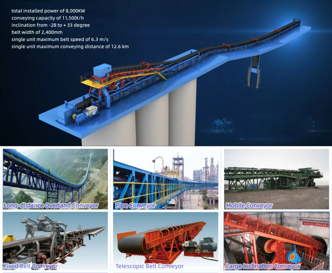 Power Plant Coal Bulk Raw Materials Handling Delivery Transportation System Industrial Mining Roller Belt Pipe Conveyor Machine