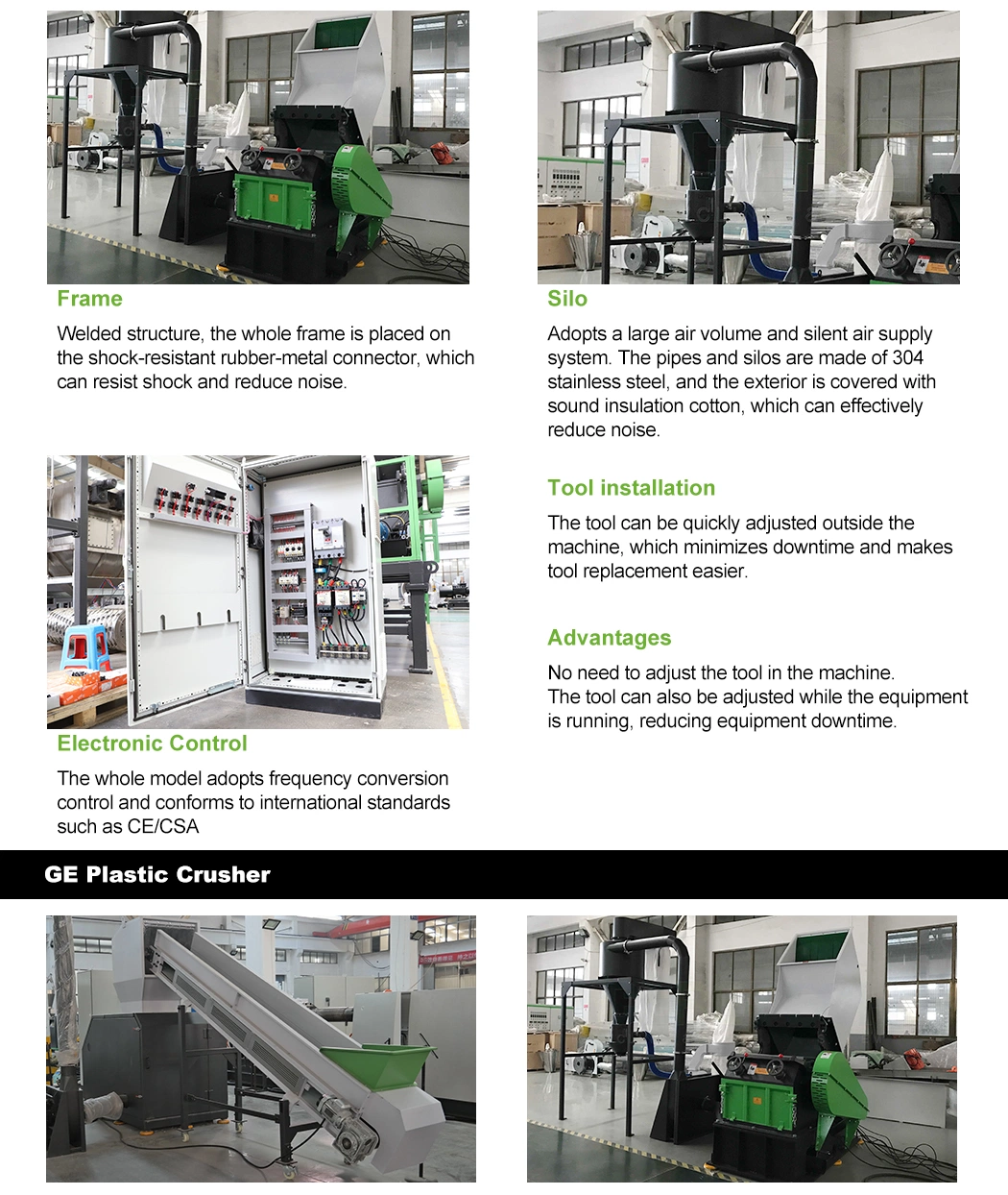 Aceretech Adjustable Industrial Mill for Grinding Plastic Crusher Machines