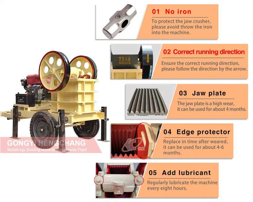 Small Mini Mobile Rock Stone Gold Ore Jaw Crusher with Diesel Engine