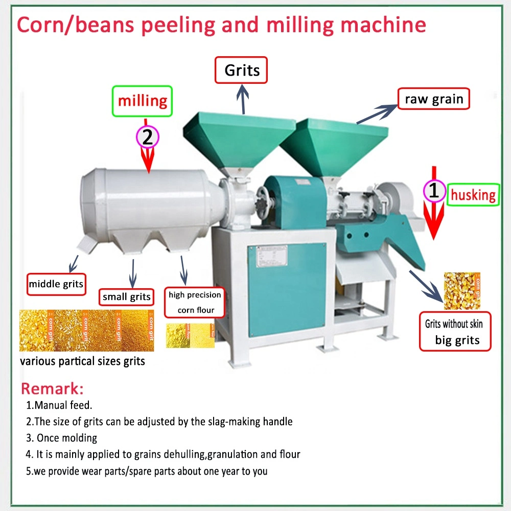 Industrial Maize Corn Flour Mill Plant Corn Grits Making Machine Complete Line with Cleaner Hoist Lifting Dual Corn Peeling Mill