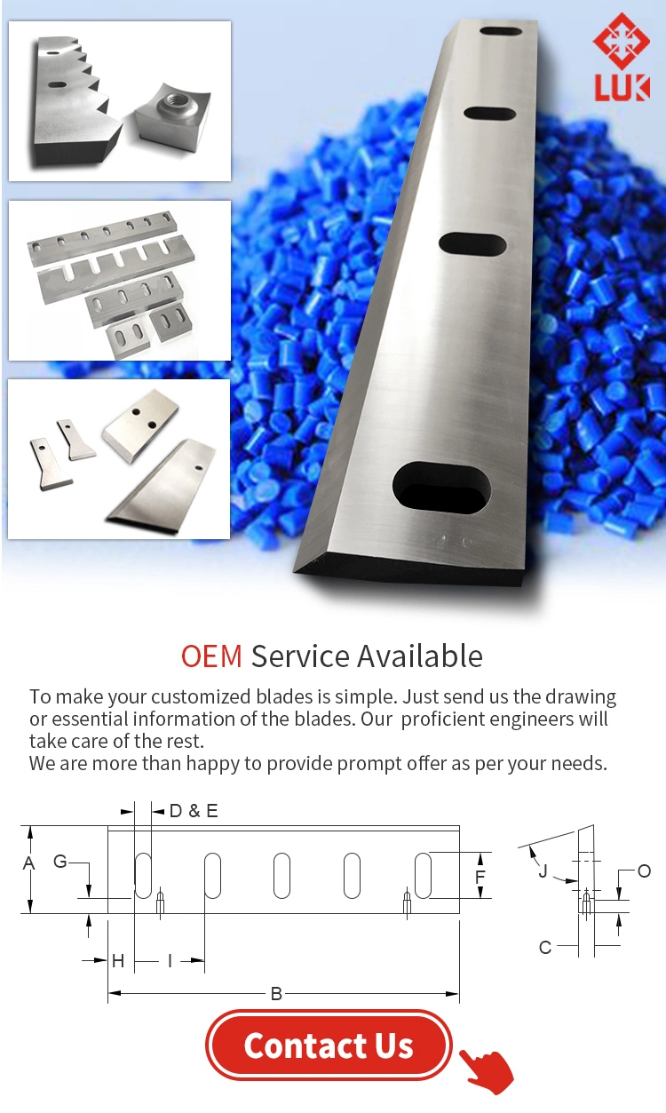 Herbold Factory Price 568*100*22mm Granulator Crusher Machine Stator Knife Plastic Recycling Cutting Blade