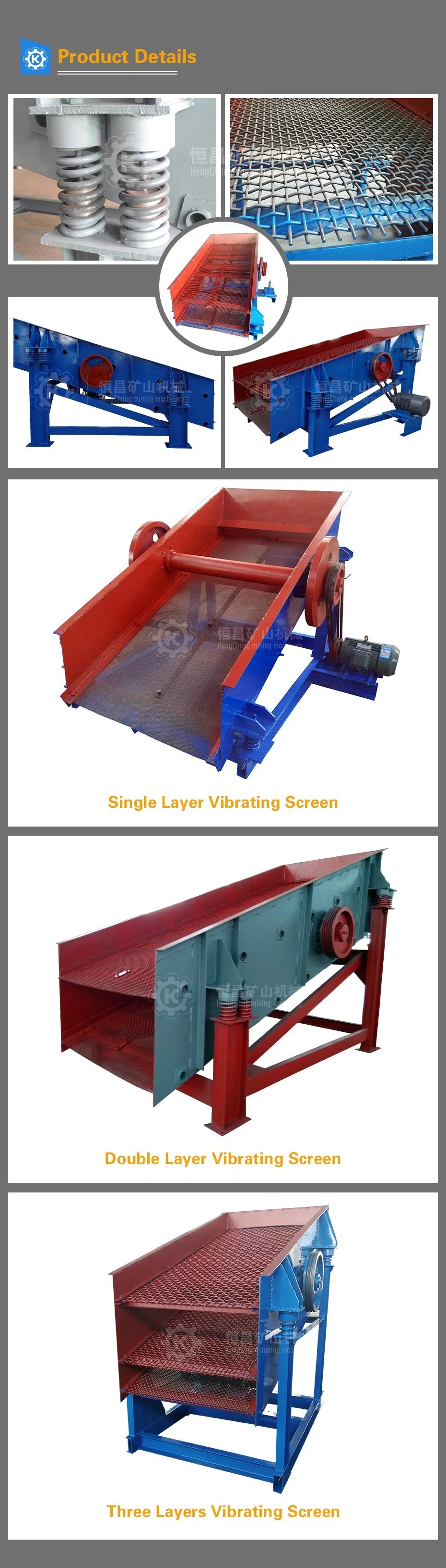 Professional Mining Machinery Gravel Quarry Plant Rotary Vibrating Sieve Stone Vibrating Screen Sand Separation Equipment for Coal/Slag/Silver/Silica/Rock Gold