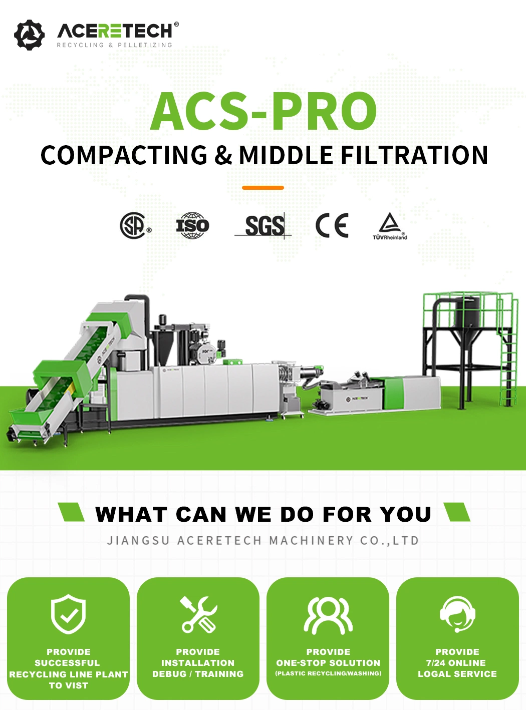 Acs-PRO (028) Easy to Operate Waste Soft Material Recycling Plant with Compaction Crushing Silo