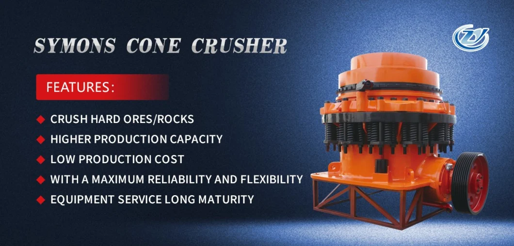 3FT Symons Cone Crusher, Crush Hard Ores/Rocks with The Hardness, Such as Iron Ore, Limestone, Copper Ore, Quartz, Granite, Sandstone