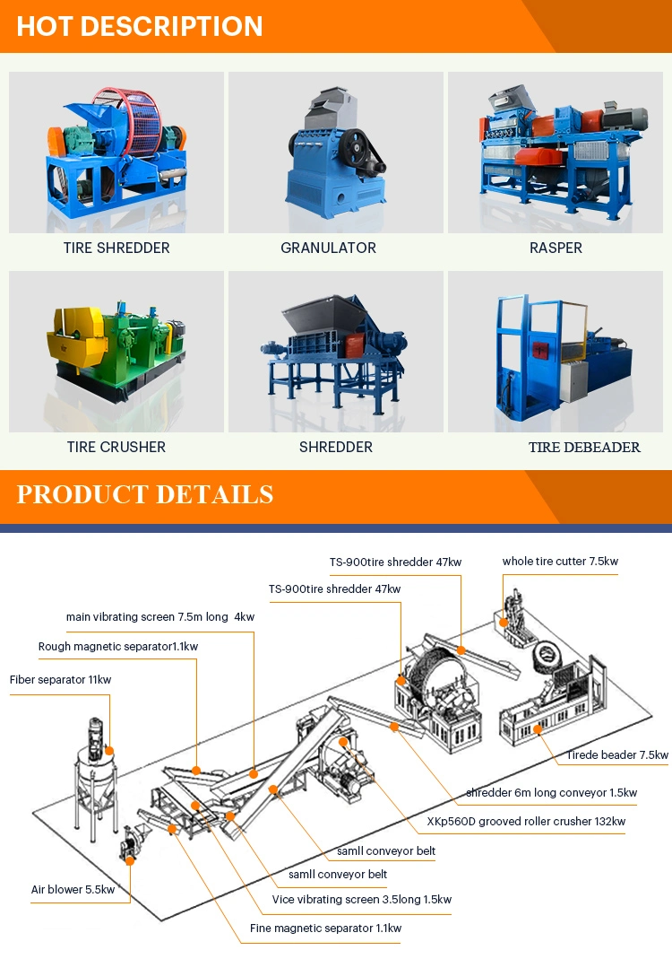 Rubber Granule Equipment Rubber Mulch Machinery Rubber Mulch Crusher Plants for Sale Tire Recycling Machine