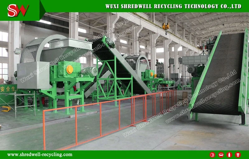 Double Shaft Scrap/Waste/Used Tire Chips Recycling Plant for Tyre Crushing