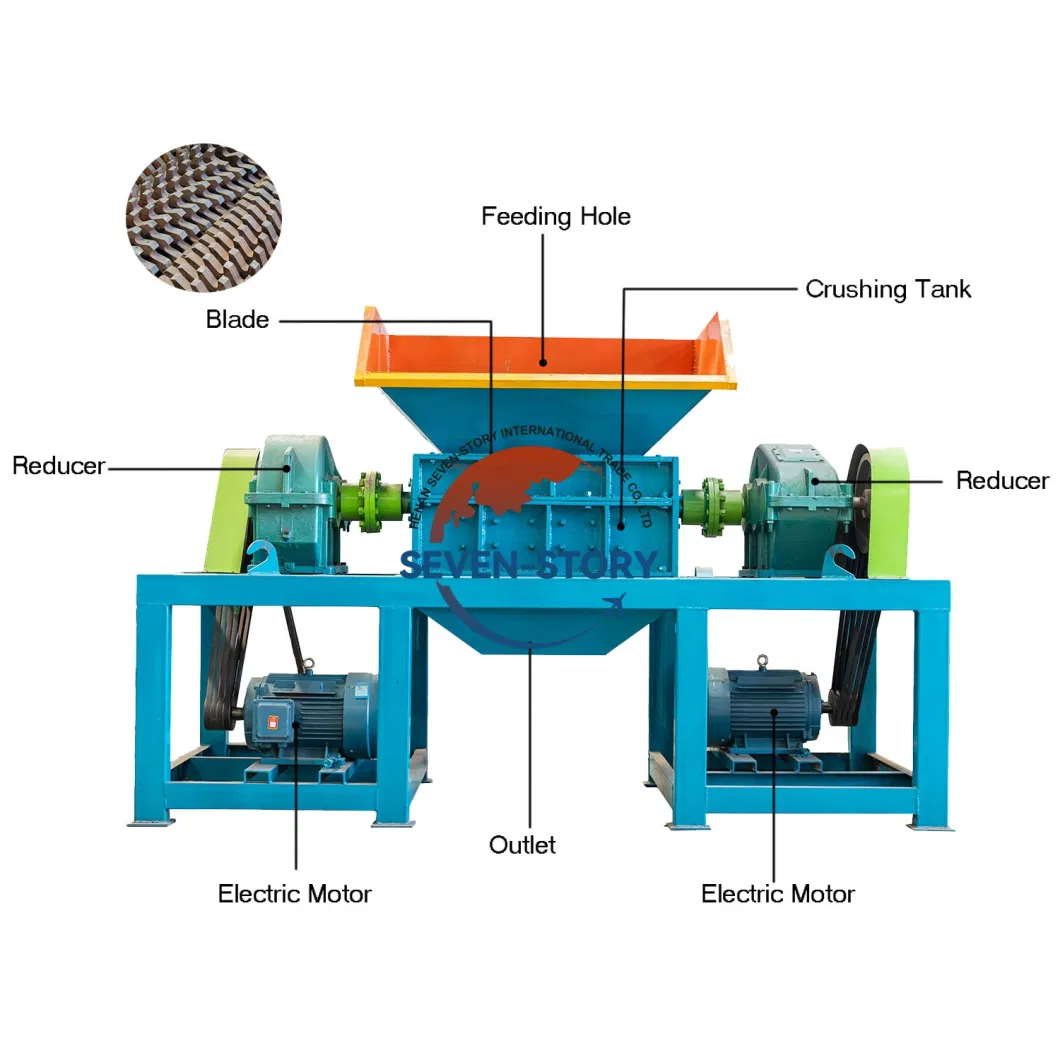 Industrial Double Shaft Shredder Stainless Steel Scrap Copper Crusher for Sale