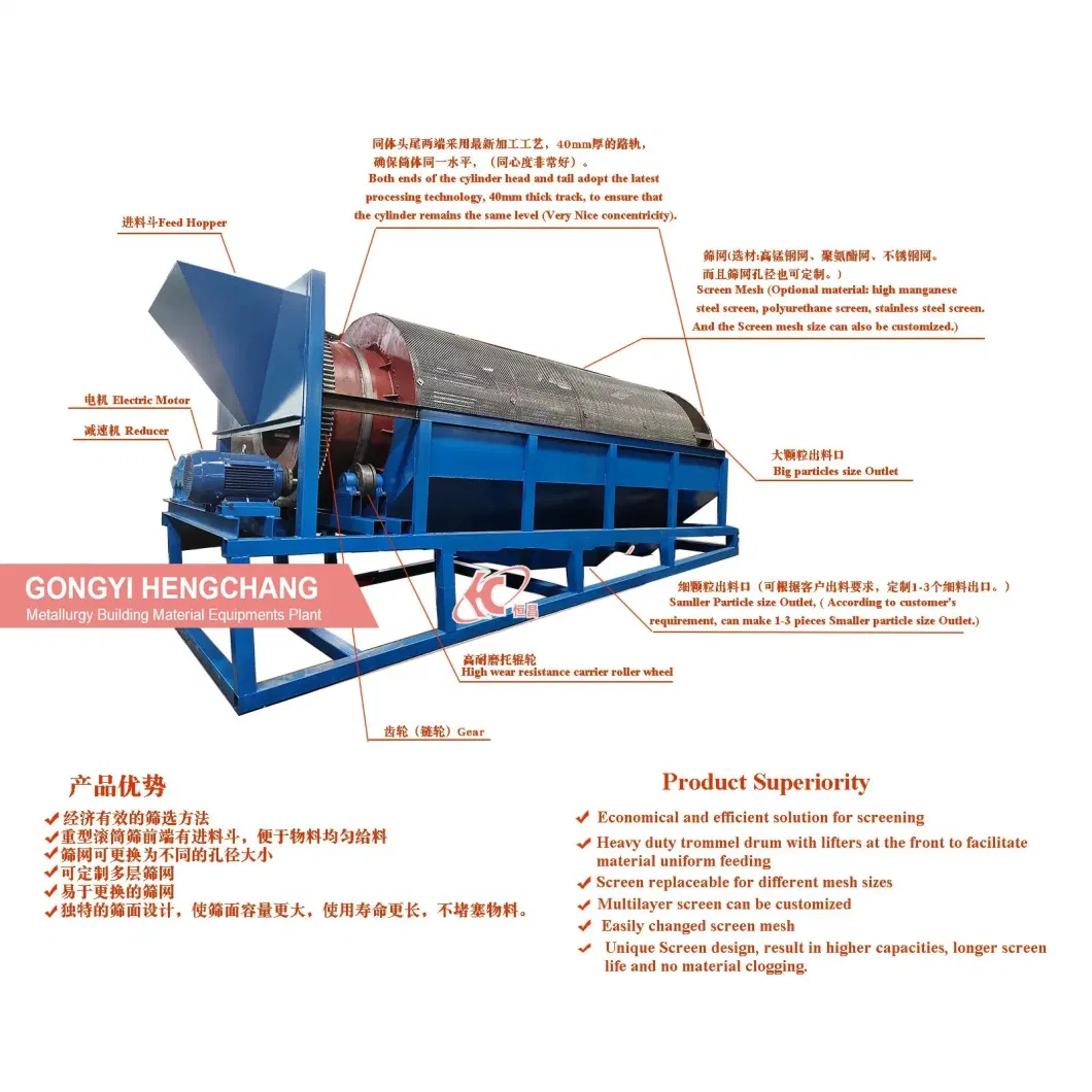 Large Scale Alluvial River Gold and Diamond Washing Mineral Separator Machine Trommel Screen Trommel Processing Plant Mobile Gold Mining Equipment