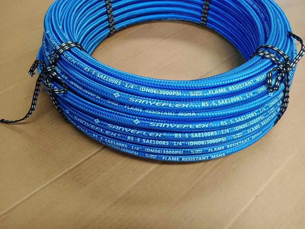 SAE100r5 Wire Braid Textile Covered Hose Hydraulic Ruber Pipe Tube Factory High Pressure Mining Industrial Equipment Fluid