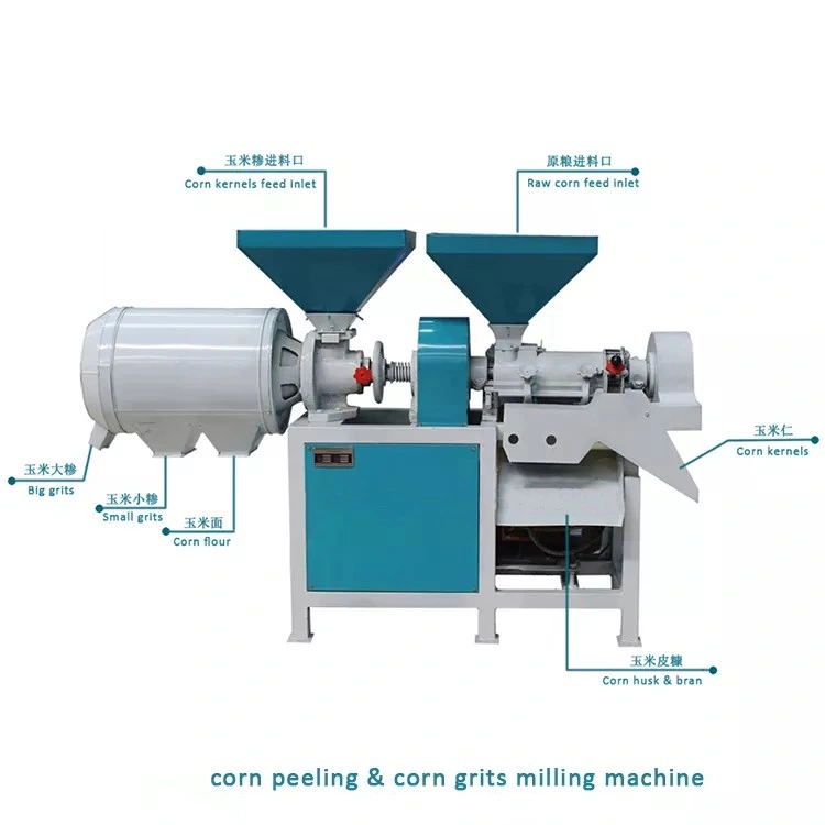 Industrial Maize Corn Flour Mill Plant Corn Grits Making Machine Complete Line with Cleaner Hoist Lifting Dual Corn Peeling Mill