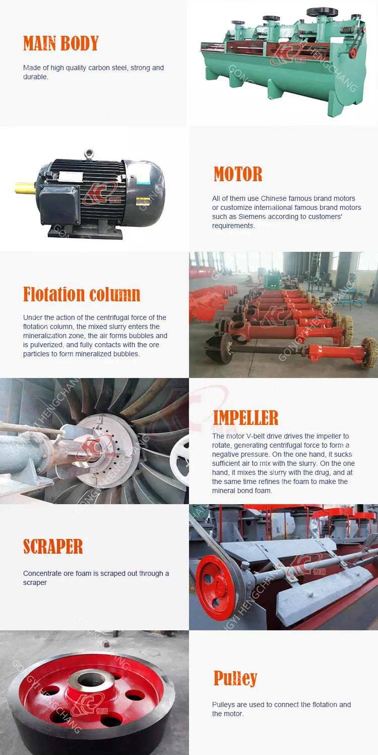 High Capacity 1-1000tph Sf Type Gold Coal Mineral Lead Zinc Copper Ore Separator Silver Black Sand Froth Flotation Mining Machine with Good Price