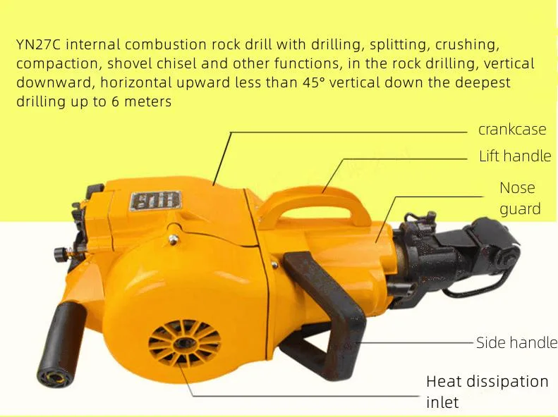 Hand Hold Mining Quarry Construction Use Gasoline Petrol Power Rock Drill Machine Equipment Yn27c