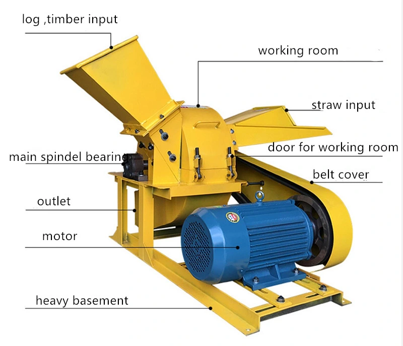 Wood Chipper Shredder Grinder Machine Tree Branch Hammer Mill Mobile Wood Crusher 100 Mess Sawdust Making Machine