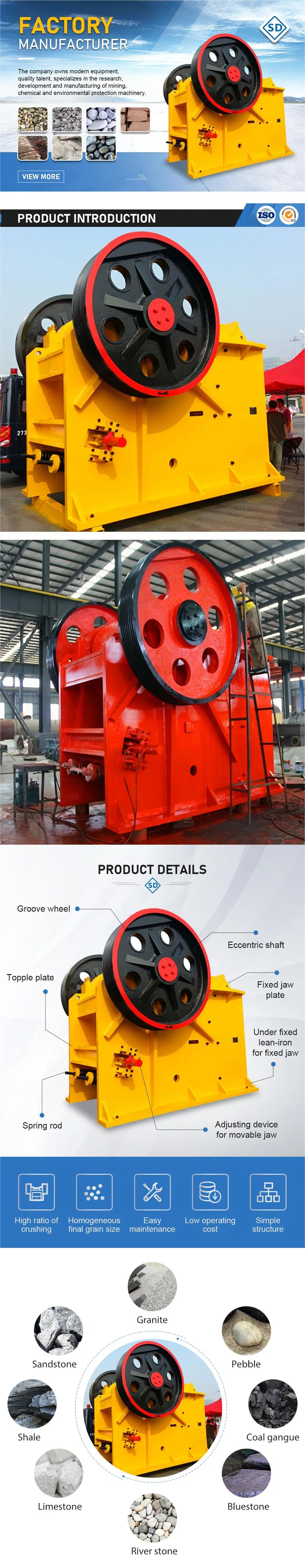 Mini Small Jaw Crusher for Stone/Rock/Mining/Mineral/Quarry/Asphalt/Granite/Cobble/Iron/Limestone/Coal/Ore/Gold Mine Crusher