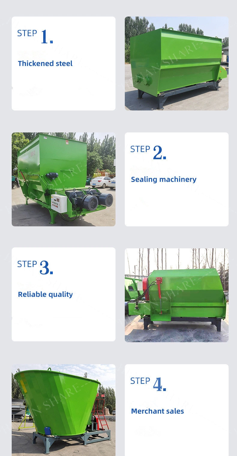 Tmr Vertical Feed Mixer Gearbox Machine Horizontal Silage Grass Feed Mixer Crusher