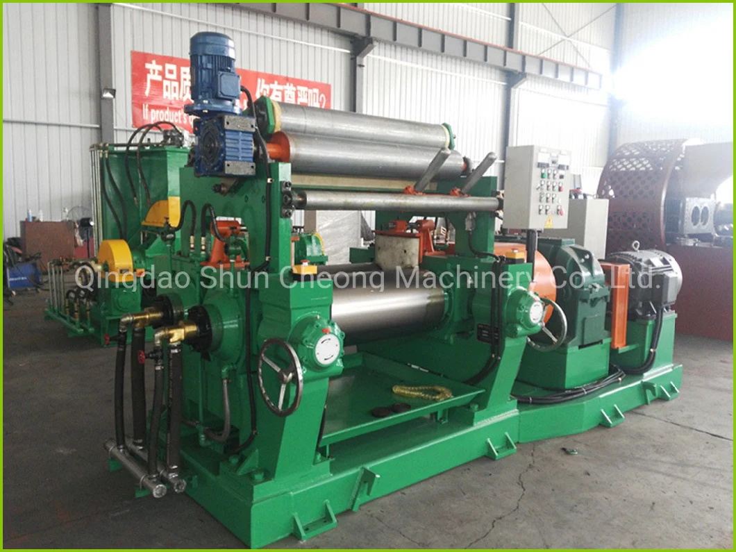 PLC Control Xk-450 Two Roller Electric Oil Heating Rubber Mixing Mill