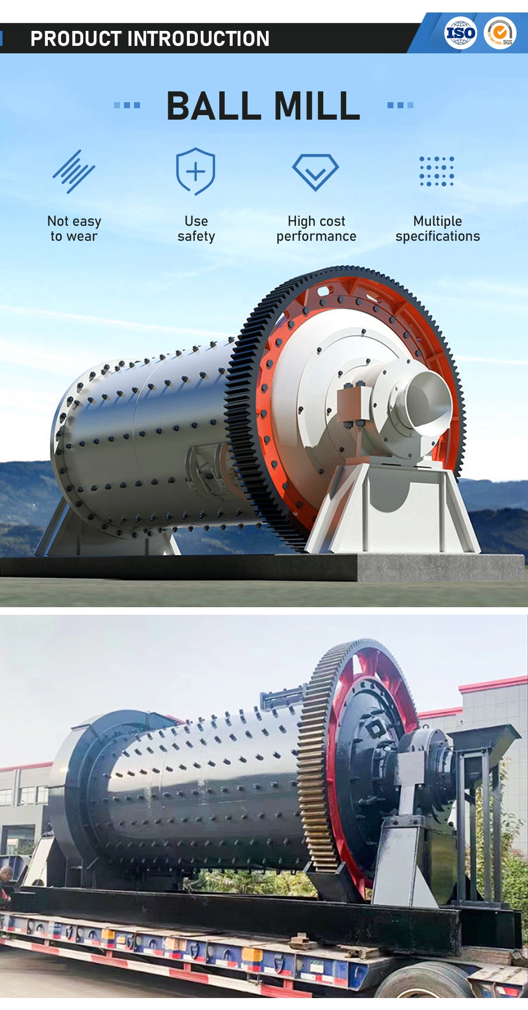 GM Ball Mill for Ore/Gold/Copper/Cement Grinding