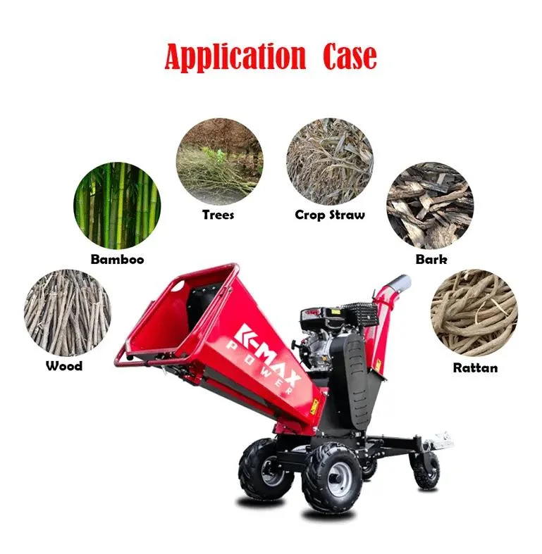 15HP Four Wheels Chopping Wood Chipper Winter Heating Forestry Crusher Branch Logger