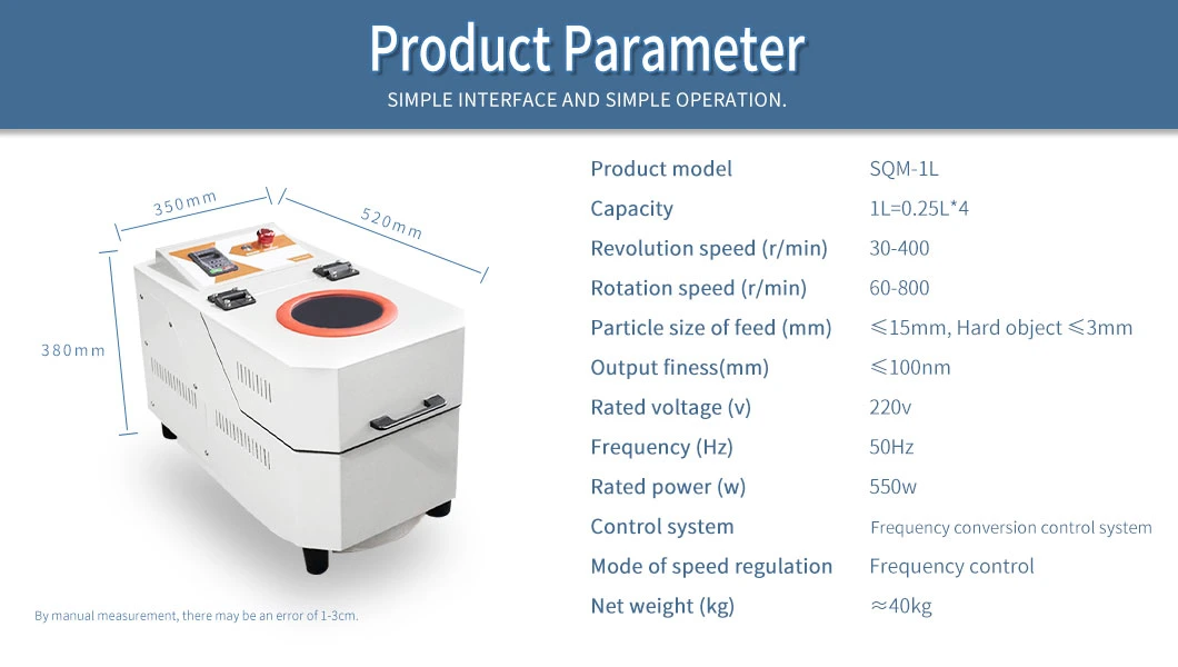 Sqm-1L High Quality Lab Planetary Ball Mill Machine with Zirconia Grinding Jars