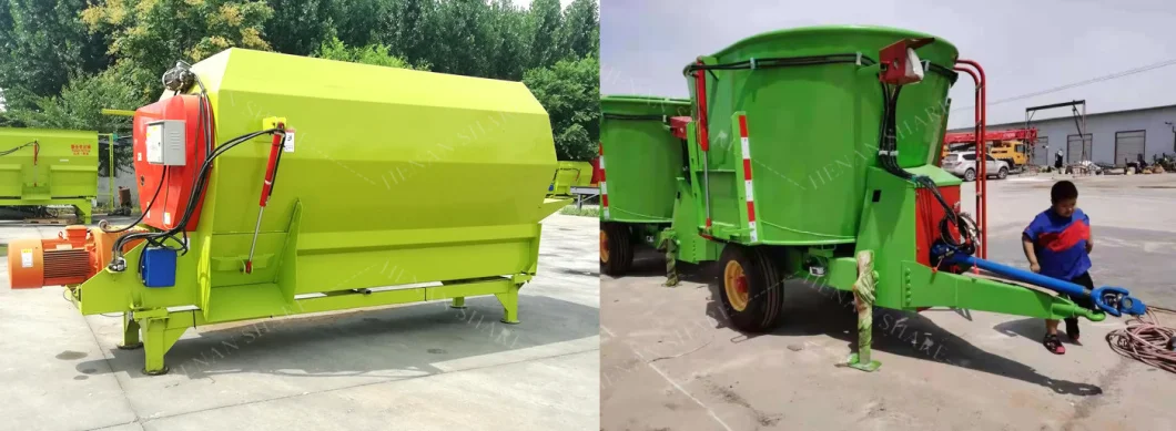 Tmr Vertical Feed Mixer Gearbox Machine Horizontal Silage Grass Feed Mixer Crusher